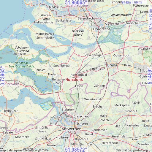 Hulsdonk on map