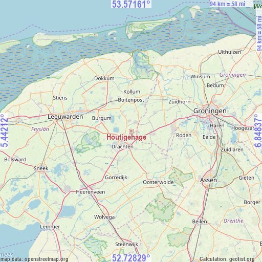 Houtigehage on map