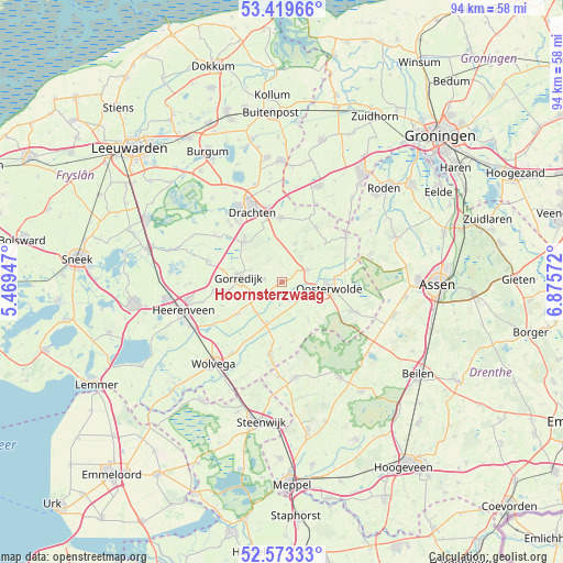 Hoornsterzwaag on map