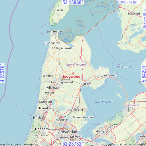 Hoogwoud on map