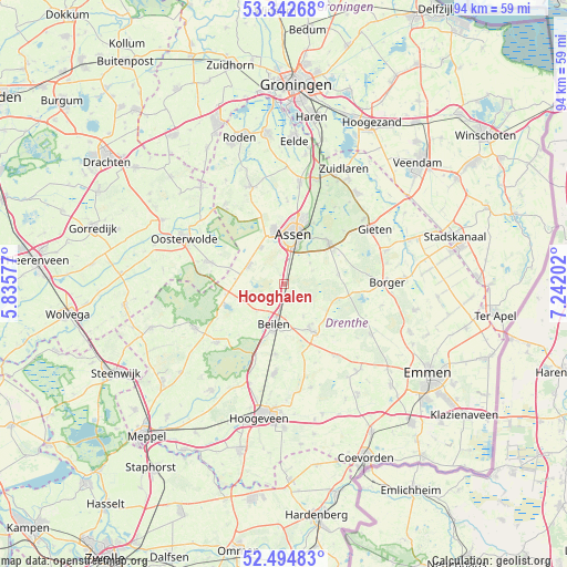 Hooghalen on map