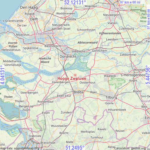 Hooge Zwaluwe on map