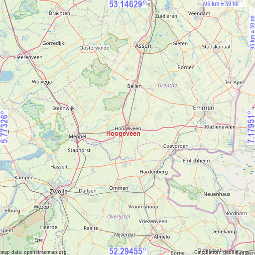 Hoogeveen on map