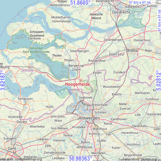 Hoogerheide on map