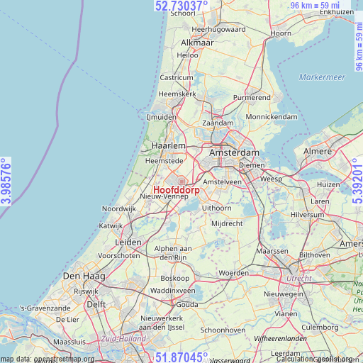 Hoofddorp on map