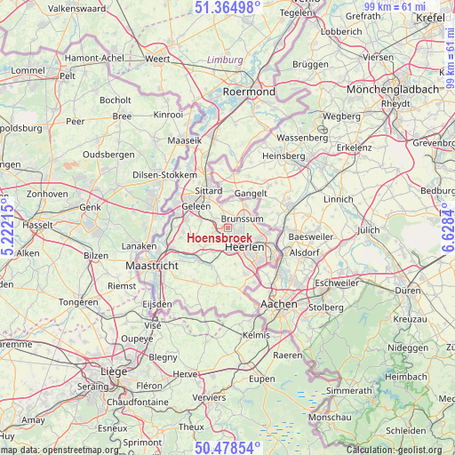 Hoensbroek on map