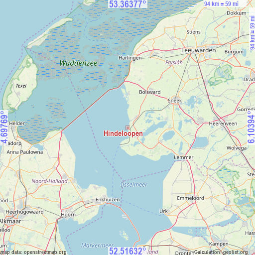 Hindeloopen on map