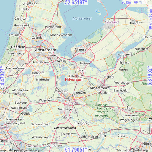 Hilversum on map