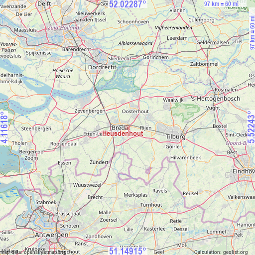 Heusdenhout on map