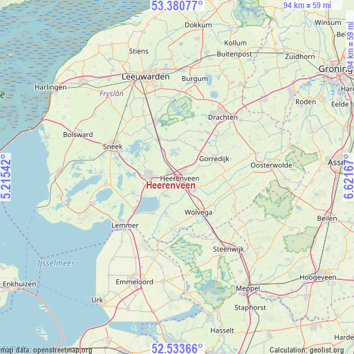 Heerenveen on map