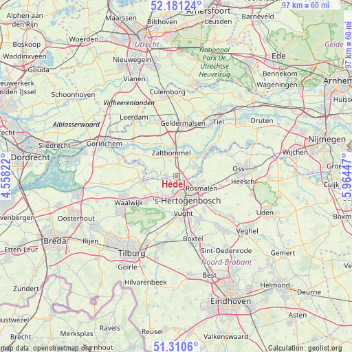 Hedel on map