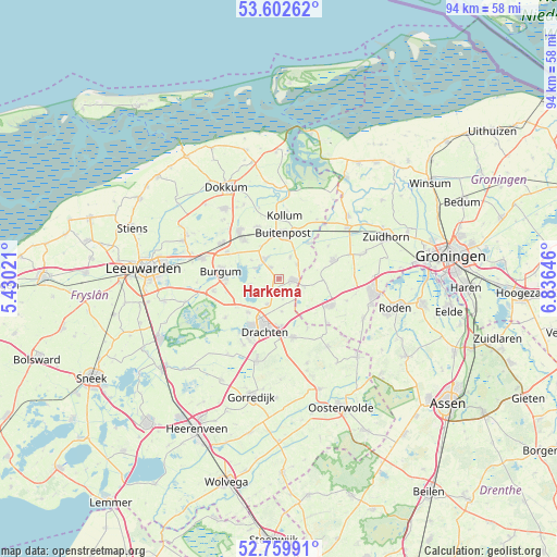 Harkema on map