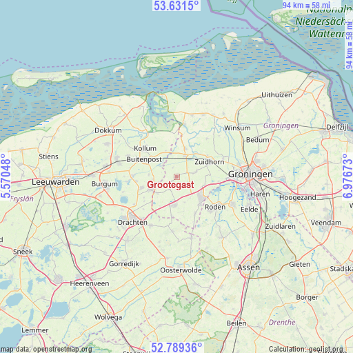 Grootegast on map