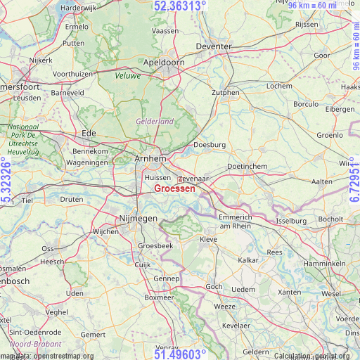 Groessen on map