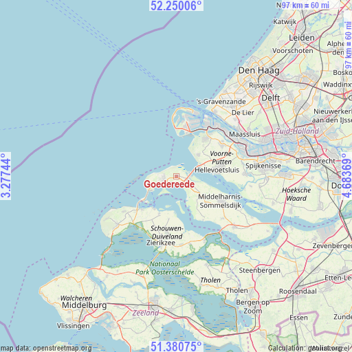 Goedereede on map