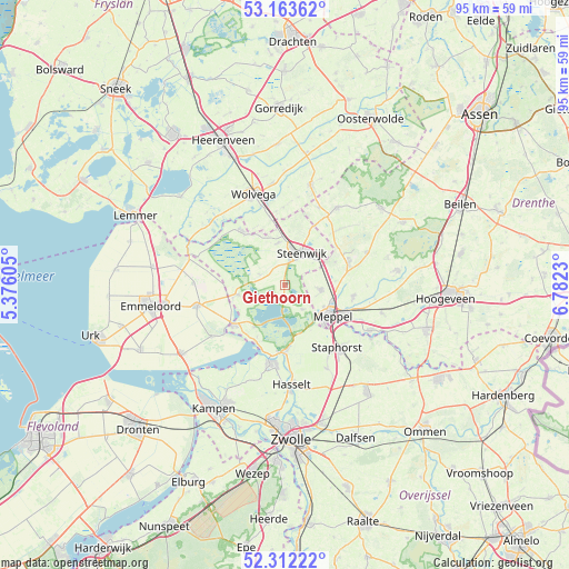 Giethoorn on map