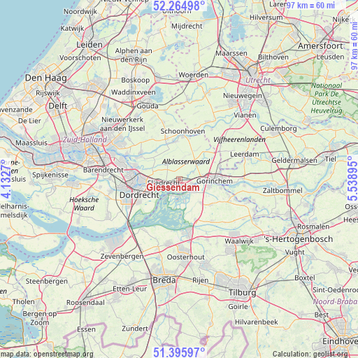 Giessendam on map