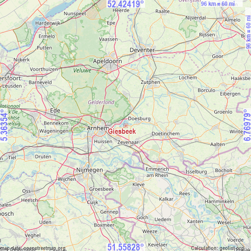 Giesbeek on map