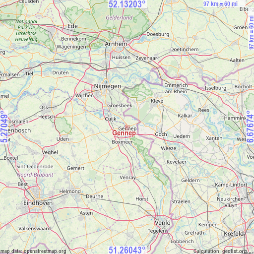 Gennep on map