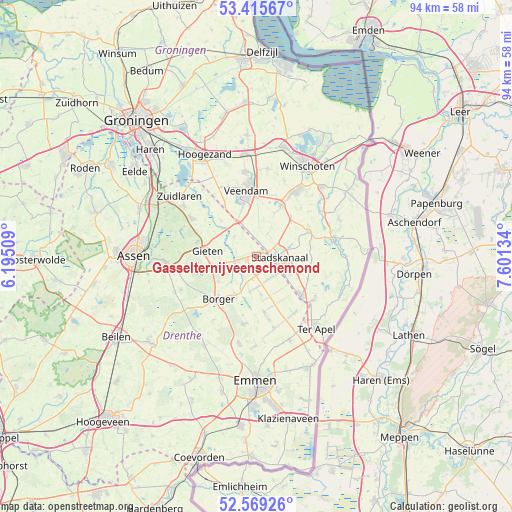 Gasselternijveenschemond on map