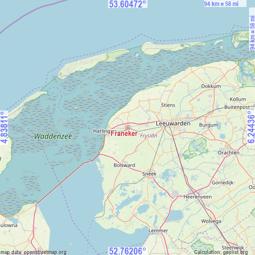 Franeker on map