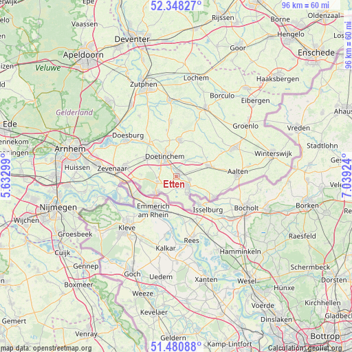 Etten on map