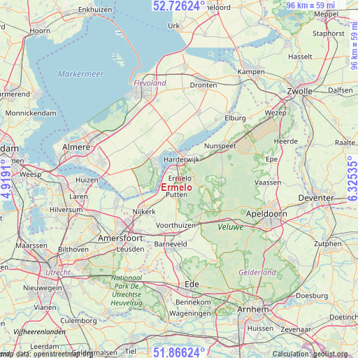 Ermelo on map