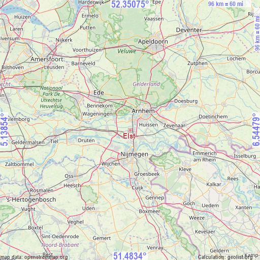 Elst on map