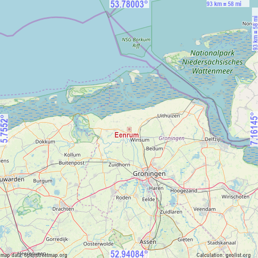 Eenrum on map