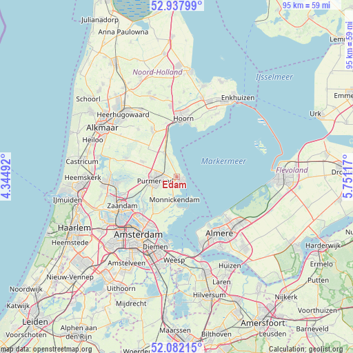 Edam on map