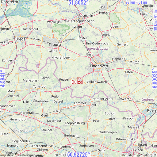 Duizel on map