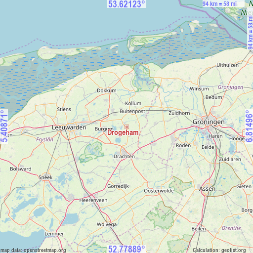 Drogeham on map