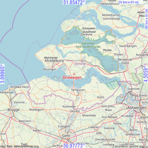 Driewegen on map