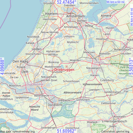 Driebruggen on map