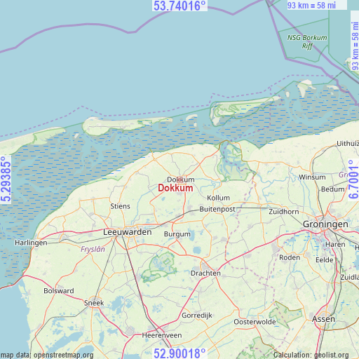 Dokkum on map