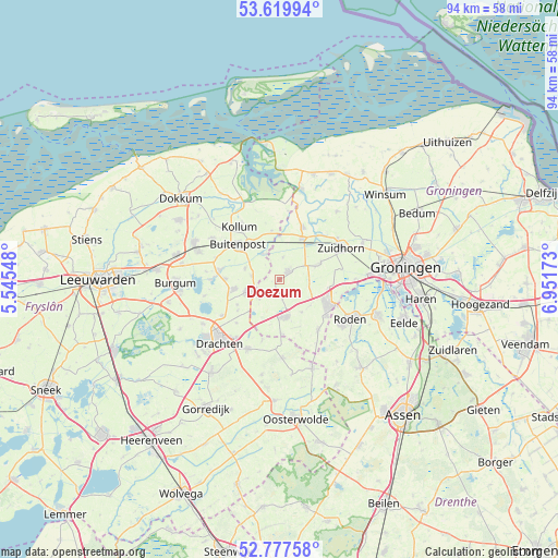 Doezum on map