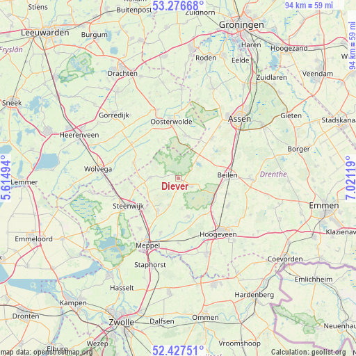 Diever on map