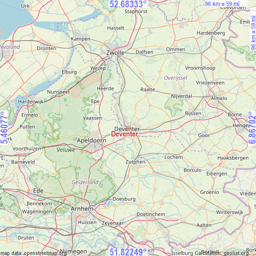 Deventer on map