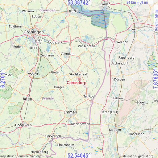Ceresdorp on map