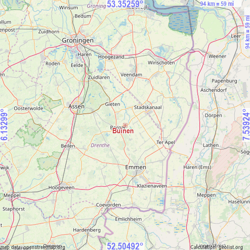 Buinen on map