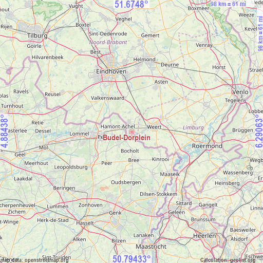 Budel-Dorplein on map