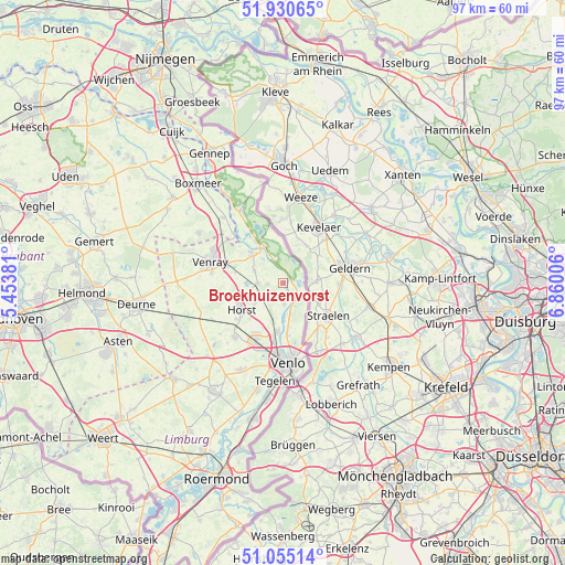 Broekhuizenvorst on map