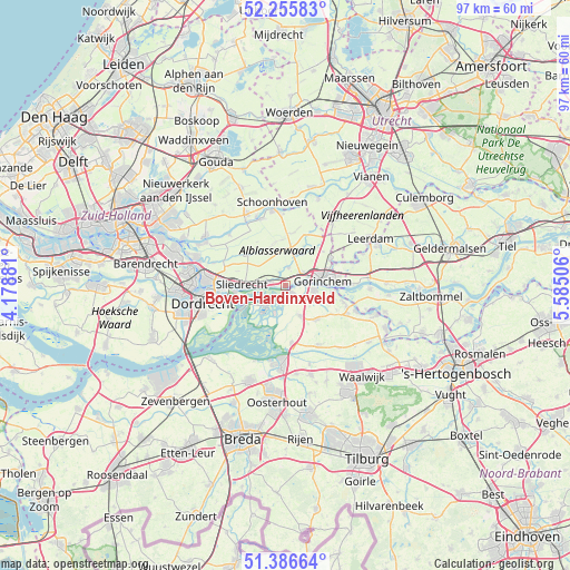 Boven-Hardinxveld on map