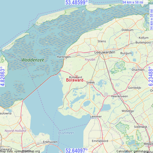 Bolsward on map