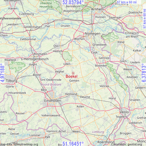 Boekel on map