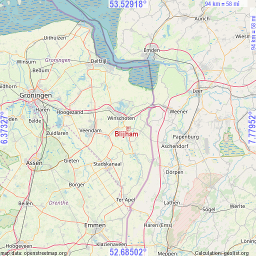 Blijham on map