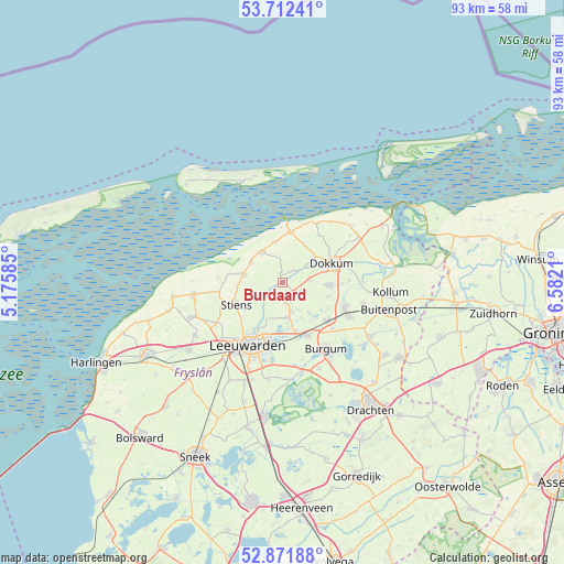 Burdaard on map