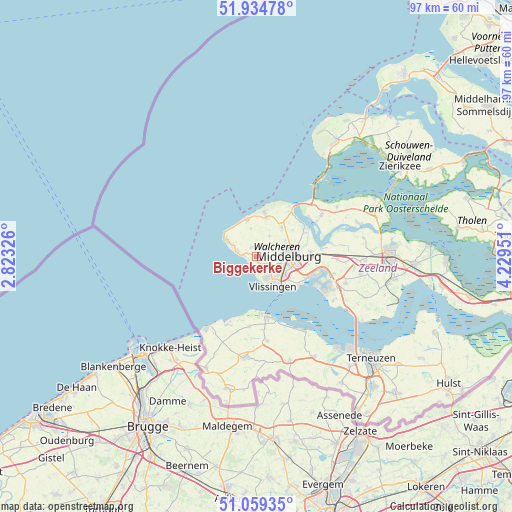 Biggekerke on map