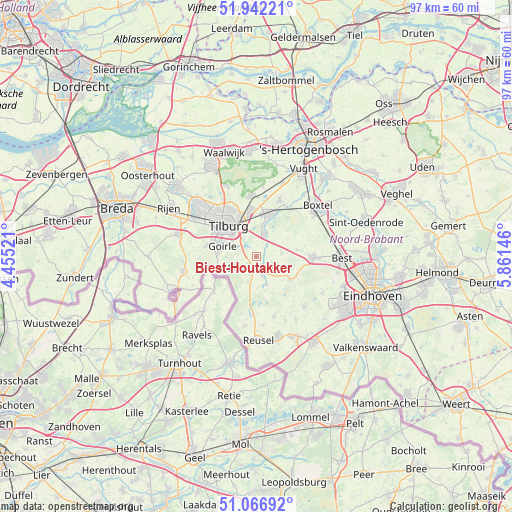 Biest-Houtakker on map