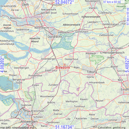 Biesdonk on map